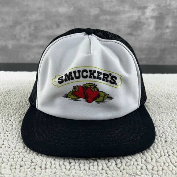 Vintage Smuckers Mesh Snapback Trucker Hat OSFA Two Tone Jelly Jam Cap USA Made - Picture 1 of 7